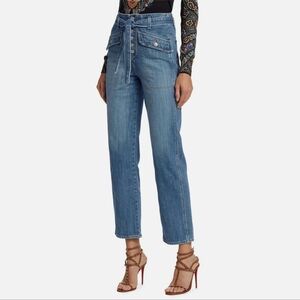 Veronica Beard Rinley Cropped Straight Leg Higb Rise Jeans In Durango Wash